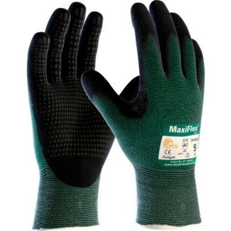 PIP MaxiFlex Cut Seamless Knit Engineered Yarn Glove Nitrile Coated MicroFoam Grip, Large, Green, 12pk 34-8443/L